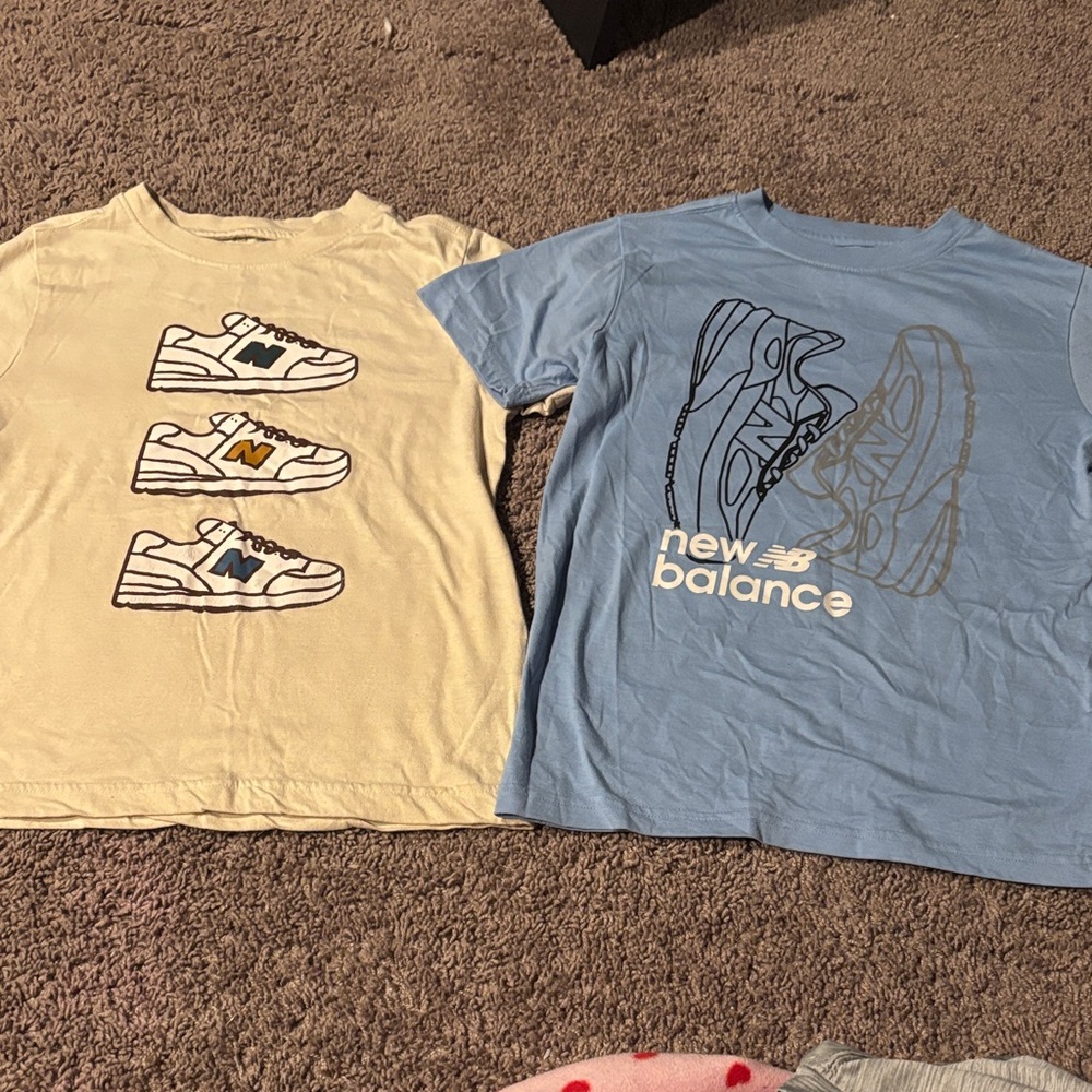 New Balance Kids' Blue and Cream/Tan Shoe Graphic Tees - Set of 2